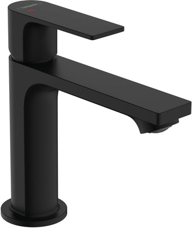 Hansgrohe rebris e - wastafelmengkraan - ééngreeps bediening - coolstart energiebesparend - met trekwaste - 110mm maat - mat zwart