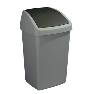 Sunware delta prullenbak met swingdeksel 50l zilvergrijs