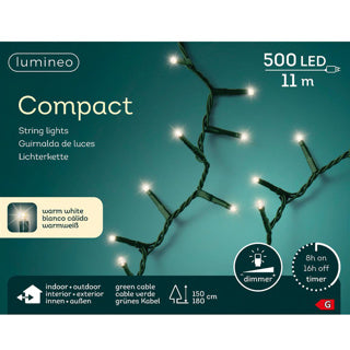 Load image into Gallery viewer, Lumineo kerst compact binnen buiten warm wit 11 meter 500 lampjes
