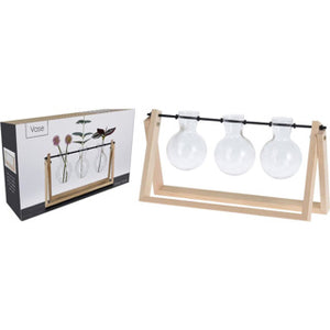 Vaas 3 stuks in houten frame