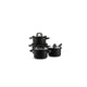 Bk flow cool black pannenset 4-delig - 16 18 20cm - zonder pfas-vrije antikleeflaag - pannenset inductie - rvs kookpan - ovenbestendig tot 160°c - met deksel - zilver