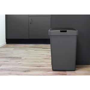Sunware delta prullenbak 50 liter klepdeksel metallic zwart kunststof 39,7x34,5x56,4cm