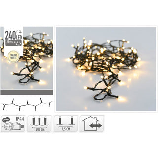 No brand kerst ledverlichting buiten, 240 led warm wit 0,5cm lampje 7,5 cm tussen lampjes, ip44 | 2 stuks