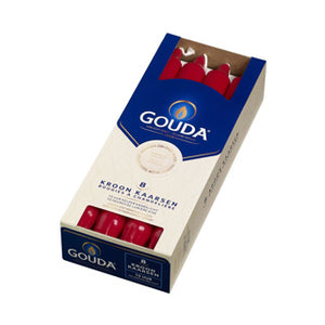 Gouda kroonkaarsen 8 stuks robijnrood | 3 stuks