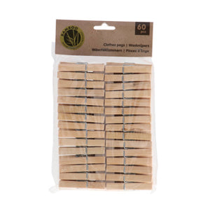 No brand wasknijpers bamboe 60 stuks | 6 stuks