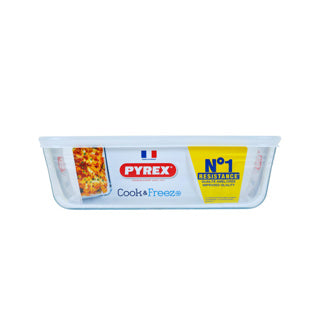 Pyrex schaal met deksel 25x20cm glas