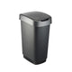 Rotho twist afvalbak met swingdesksel 50l - zwart zilver - bpa-vrij - incl 6 sticker voor diverse afvalstromen