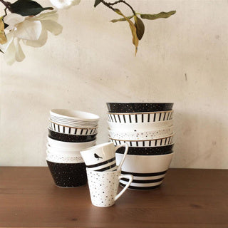 Load image into Gallery viewer, Dutch rose amsterdam loft kom 10 cm wit streep zwart
