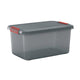 Kis k latch box l - opbergbox met deksel - 43l - 59x39x28 - transparant oranje clips