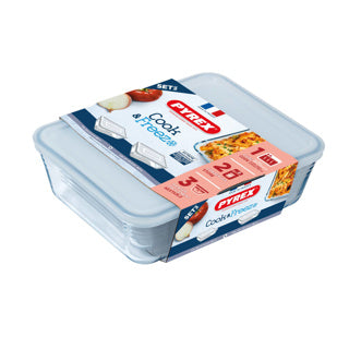 Pyrex - ovenschalen - rechthoekige set van 2 (22 x 17 en 24 x 19 cm)