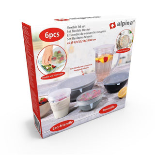Alpina herbruikbare siliconen deksels 6 stuks diameter 6 9 11 14 16 20 cm | 2 stuks