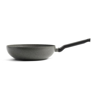 Bk granite ceramic keramische wokpan 28cm - 3.7l - inductie wokpan - zonder deksel - ovenbestendig tot 160 graden - koudgreep - pfas-vrij - grijs