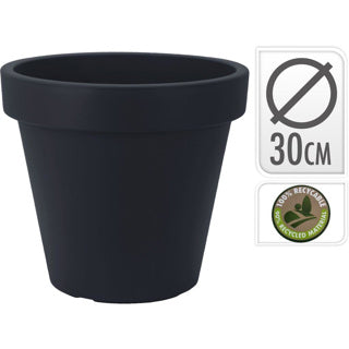 Ecken kanten bloempot antraciet ek rond 30x26cm | 2 stuks