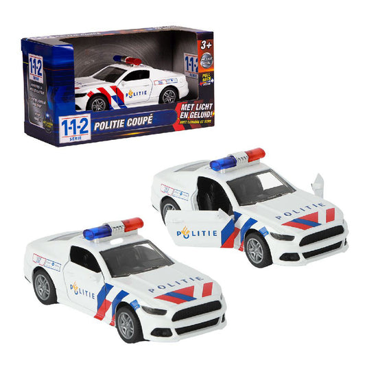 112 pull-back politie sportwagen 1:36 + licht en geluid
