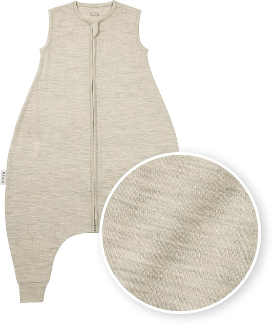 Meyco baby studio collection merino slaapoverall jumper met vaste mouw - merinowol - sand melange - 104cm - 0.5 tog