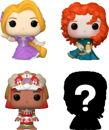 Funko bitty pop: disney princess 4-pack series 4 - rapunzzel 223 - merida 324 - moana 417 + mystery