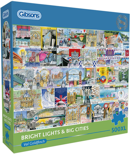 Gibsons - bright lights big cities (door val goldfinch) - 500xl stukjes 68×49cm (b×h) - legpuzzel voor volwassenen