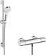 Hansgrohe crometta vario renovatieset 1001 cl - thermostaat - ecostat thermostaat - 65 cm - wit chroom
