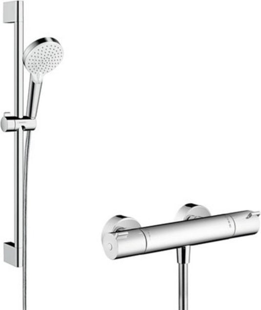 Hansgrohe crometta vario renovatieset 1001 cl - thermostaat - ecostat thermostaat - 65 cm - wit chroom