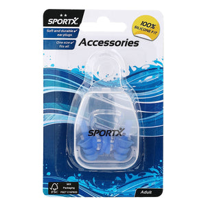 Sportx volwassenen neusclip en oordoppen 2 sterren blauw