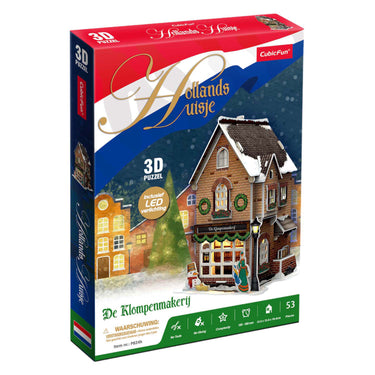 Cubic fun 3d puzzel klompenmakerij led verlichting kerstdorp speelgoed.