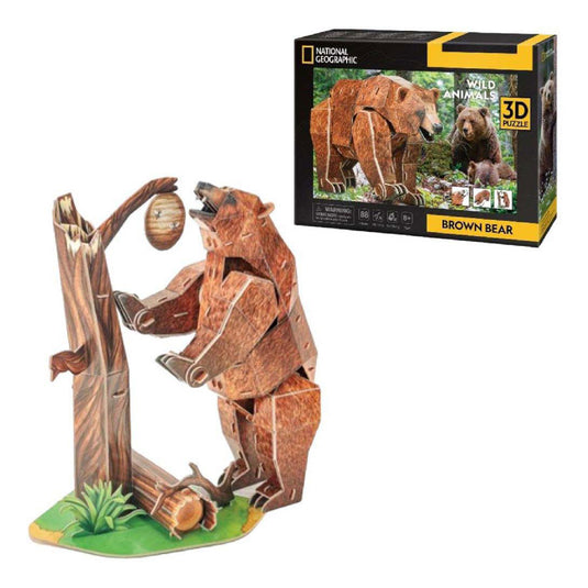 Cubic fun national geographic 3d-puzzel bruine beer - 88 stukjes - 8+ jaar