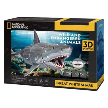 Cubic fun national geographic - 3d puzzel - witte haai