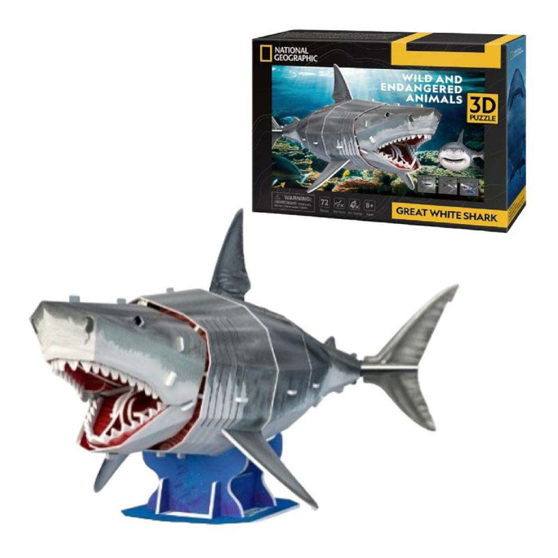 Load image into Gallery viewer, Cubic fun national geographic - 3d puzzel - witte haai
