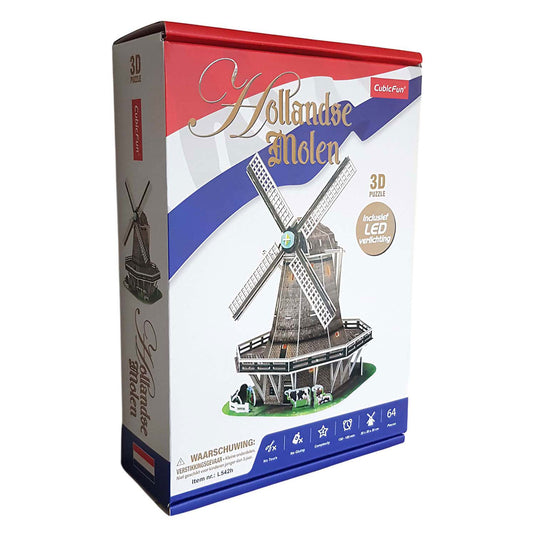 Cubic fun 3d puzzel molen led - 65st.