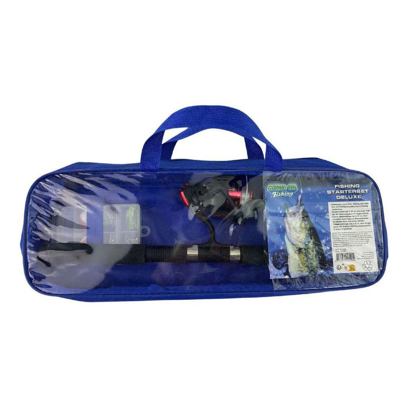 Load image into Gallery viewer, Game on fishing starterset deluxe in bewaartas
