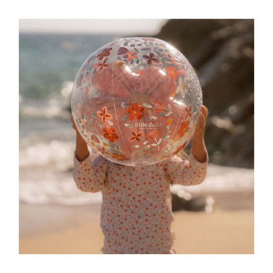 Little dutch pink flowers strandbal 3d figuur, 35cm