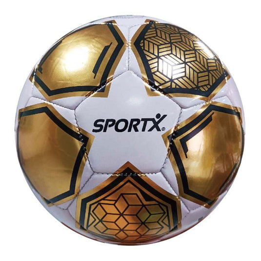 Sportx voetbal goud wit star metallic 330-350gr, 21cm