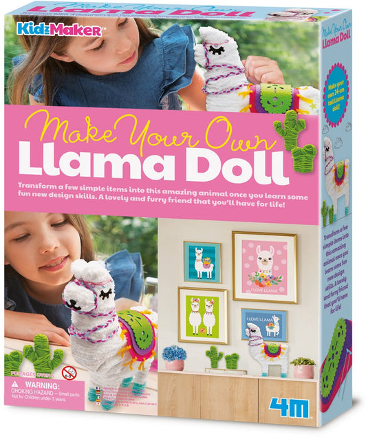 4m knutselen - maak je eigen lama pop - creatief speelgoed - hobbypakket - kidzmaker - 5+