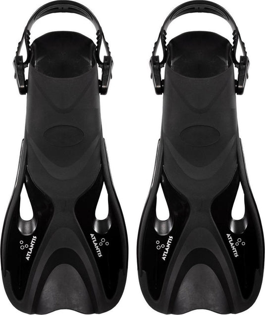 Atlantis dolphin - flippers - zwemvliezen - verstelbare hielstrap - voor zwemmen snorkelen - volwassenen - zwart - 41-45