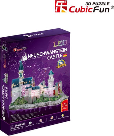 Cubic fun 3d-puzzel neuschwanstein castle - met led-verlichting - 128 stukjes