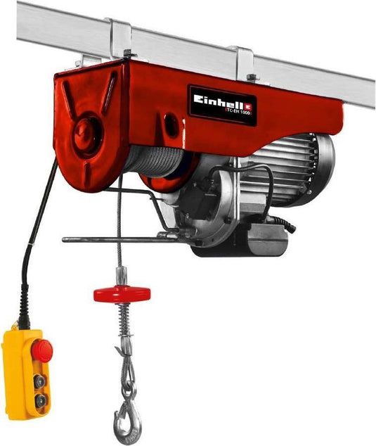 Einhell elektrische kabeltakel tc-eh 1000 - 1.600 w - 500 kg op 18 m - 999 kg op 9 m (met katrol) - noodstop - automatische rem - incl. katrol