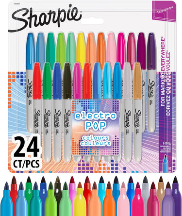 Sharpie permanentmarkers | fijne punt | electropop en diverse kleuren | 24 stuks