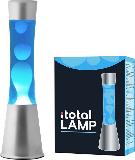 I-total lavalamp - lava lamp - sfeerlamp - 40x11 cm - glas aluminium - 30w - blauw met witte lava - zilvergrijs - xl1791