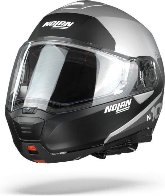 Nolan n100-5 plus distinctive 30 flat silver black blue systeemhelm - motorhelm - maat l