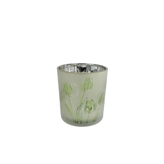 Theelichthouder tulip s ass kleur glas 7,5x7,5x8cm