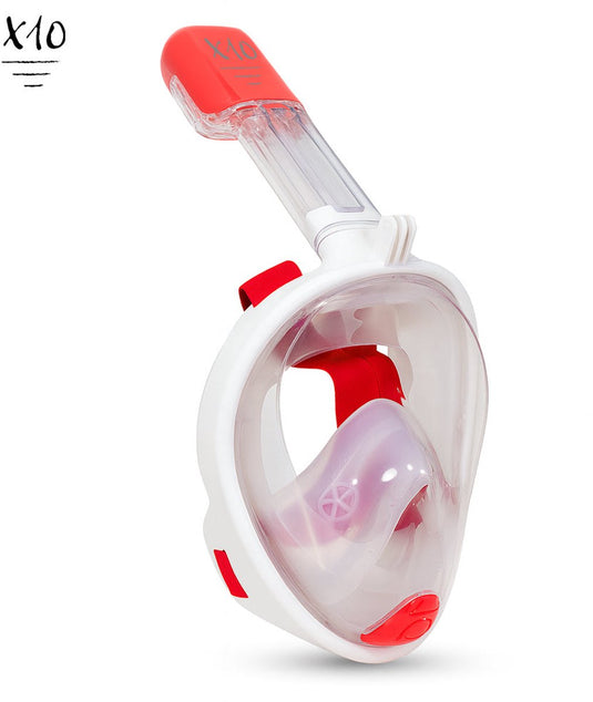 X10 snorkelmasker - duikbril - snorkel - snorkelset - full face masker - volwassenen - coral - l xl