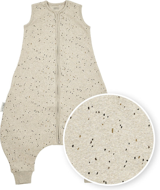 Meyco baby rib mini spot baby zomer slaapoverall jumper - sand melange - 80cm - 0.5 tog