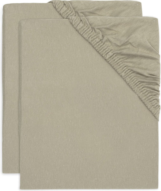 Jollein - hoeslaken jersey 60x120cm - wieg, ledikant, babybed - olive green - 2 stuks
