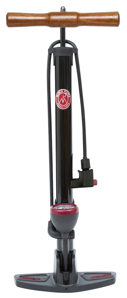 Mijnenpieper fietspomp around retro pressure met universele pompkop en nanometer - 165 psi 11 bar - zwart