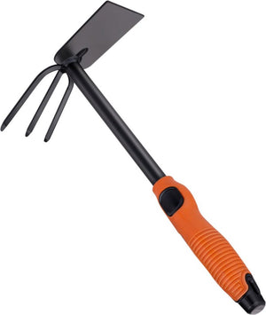 Black+decker dubbele schoffel - 3 pinnen en hak - 30 cm - ergonomisch handvat - zwart oranje