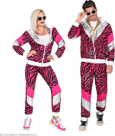 Finidi trainingspak tijger neon roze jaren 80