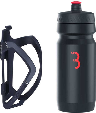 Bbb cycling flexcage - lichtgewicht bidonhouder met bidon - 550ml - zwart rood - racefiets mountainbike - drinkbushouder fiets - bbc-36c