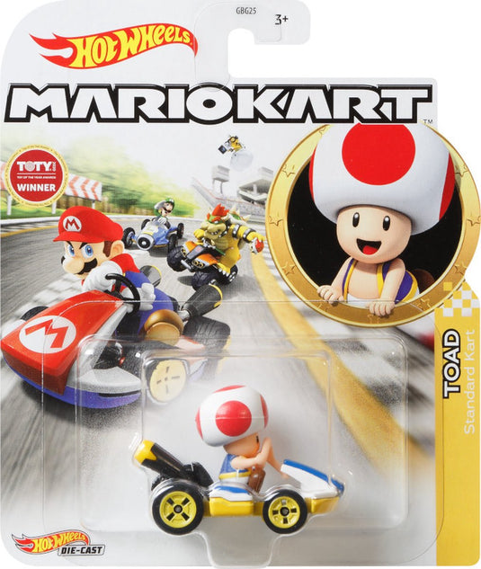 Hot wheels racebaanauto mario kart toad junior 1:64 die-cast