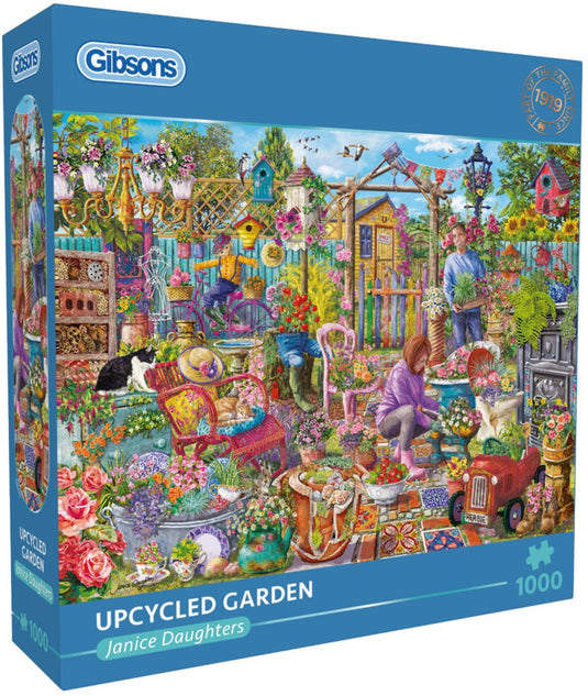 Gibsons legpuzzel upcycled garden 1000 stukjes kleurrijk landschap.