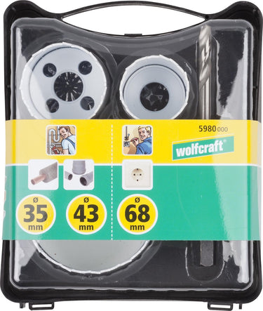 Wolfcraft - bi-metalen gatenzaag 35, 43 en 68 mm - inzetstukkenset 'renovatie' - 4 delig - 5980000